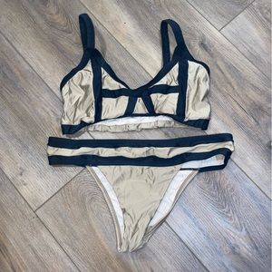 PilyQ Bikini - Tan & Black - Size L